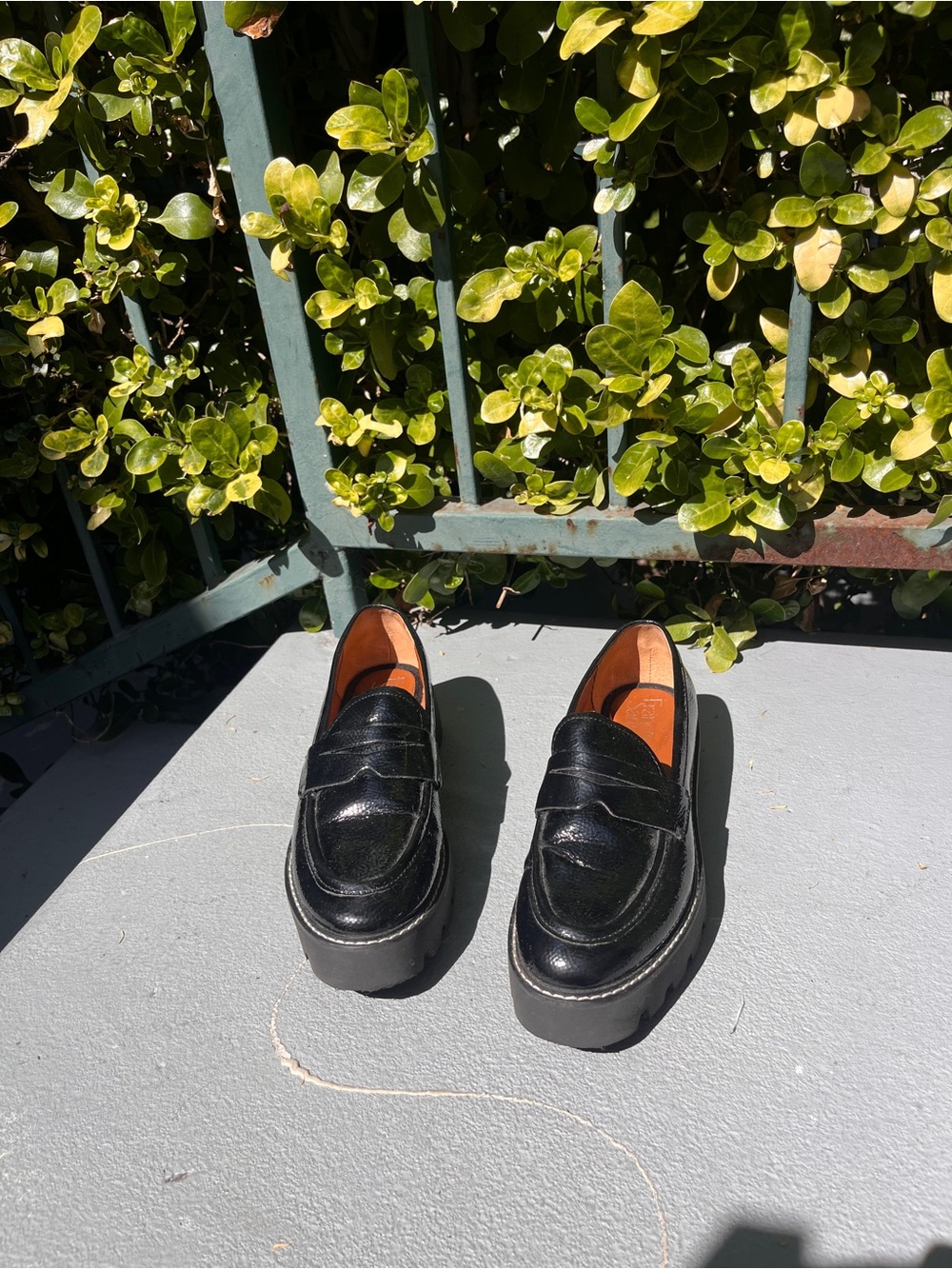 Franco Sarto Black Platform Penny Loafers